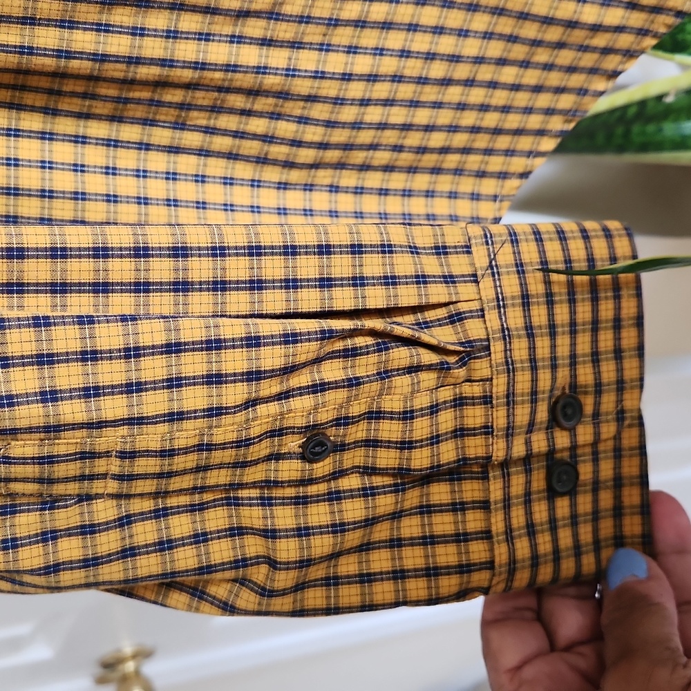 Arrow, Men's gold plaid shirt, long sleeves, like new, Sz L/G - Picture 5 of 8